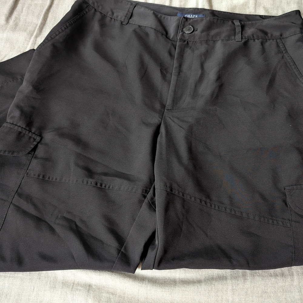Chaps Black Satin Like  Lightweight‎ Cargo Pants